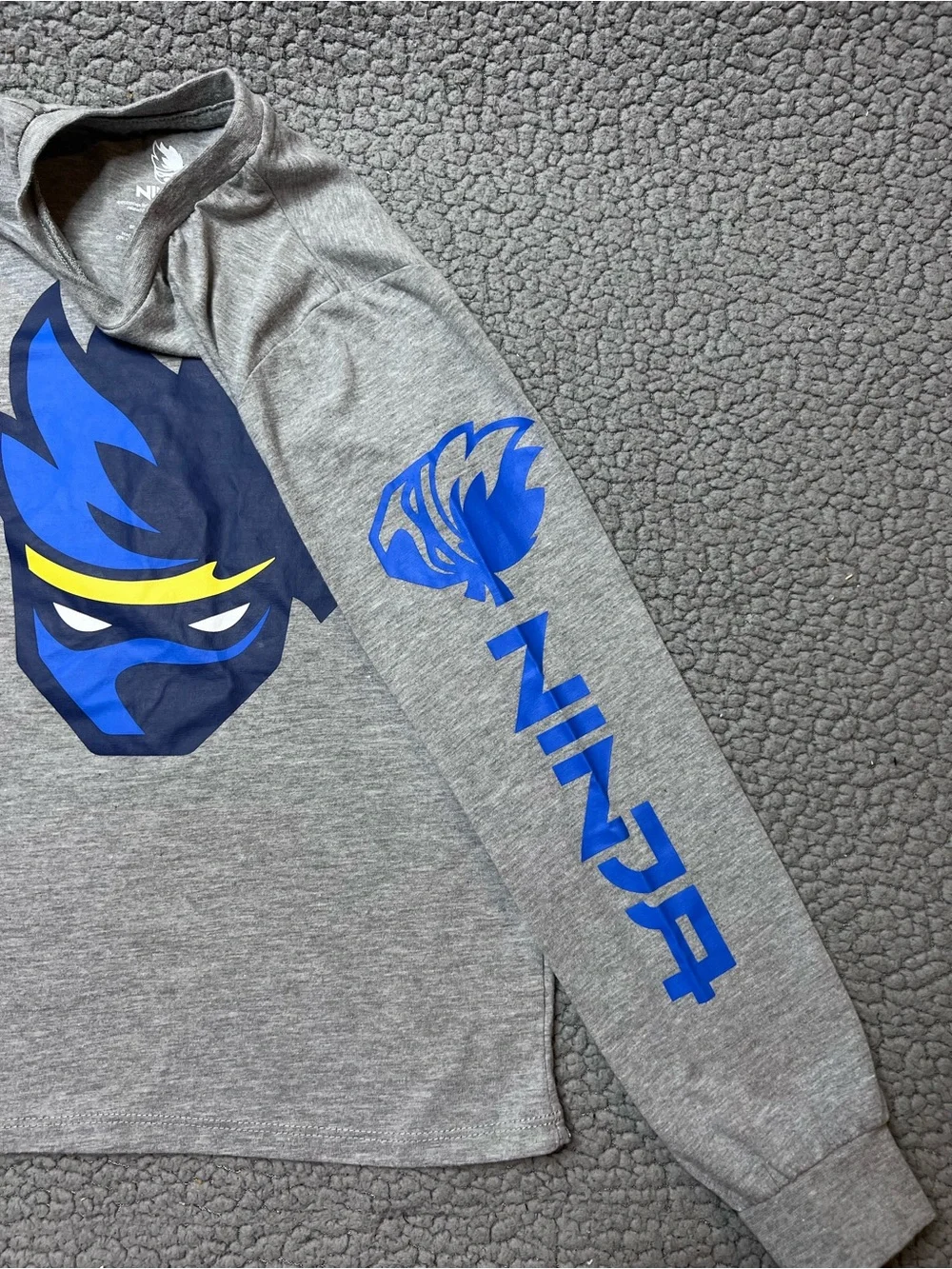 Ninja Holdings Kind Sleeve Shirt Little Boys Size Small Gray And Blue Graphic